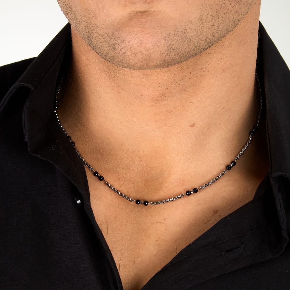 Colliers en Onyx/steel et Onyx acier inoxydable, MORELLATO