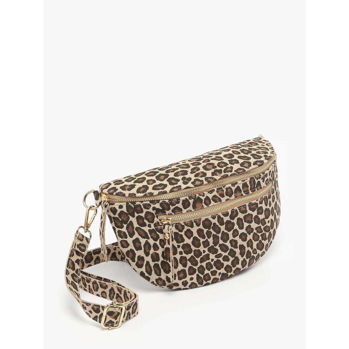 Sac banane Velvet Leopardo cuir larice p, MILANO