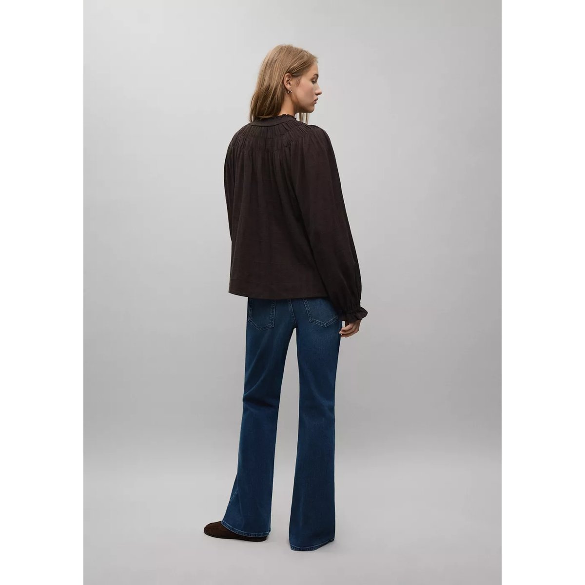 Blouse avec empiècement froncé marron, MANGO TEEN
