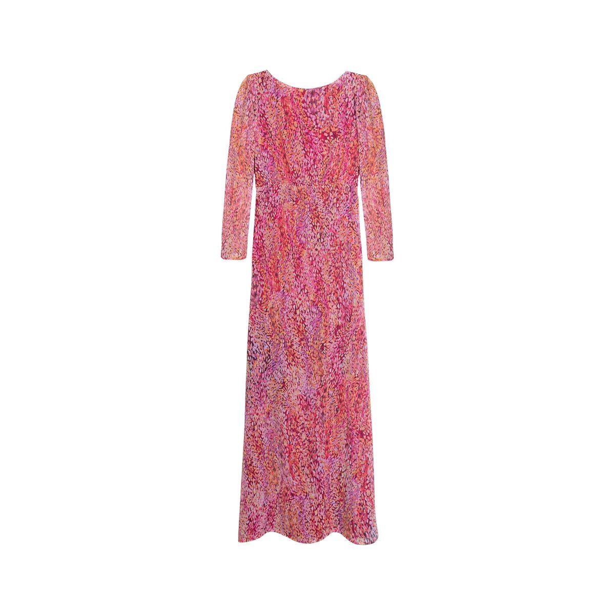 Robe midi imprimée à manches longues multicolore, THE-ARE