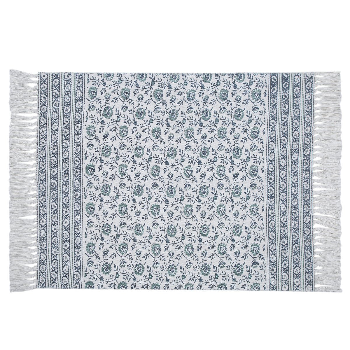 Tapis en coton tissé plat, PURECOT bleu, INSPIRE