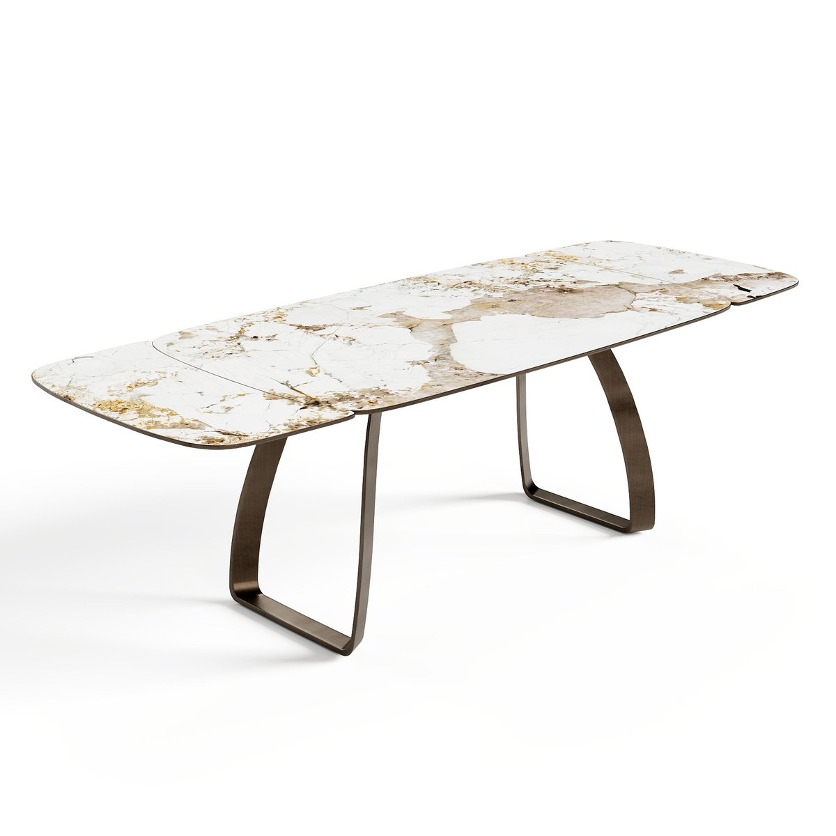 Table à manger extensible en velours DAHLIA pandora et bronze, SIA HOME
