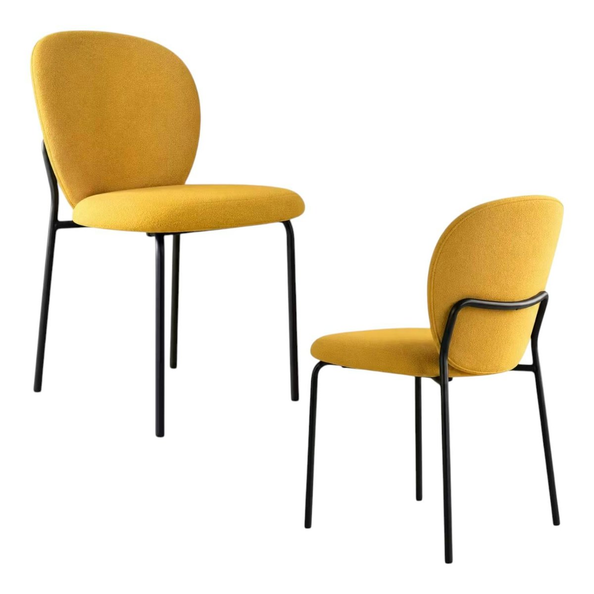 Chaise en tissu, design arrondi LORA (lot de 2) moutarde, PIER IMPORT