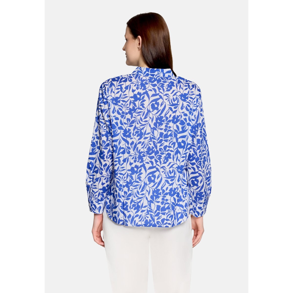 Chemisier long à manches longues blanc/bleu, BETTY BARCLAY