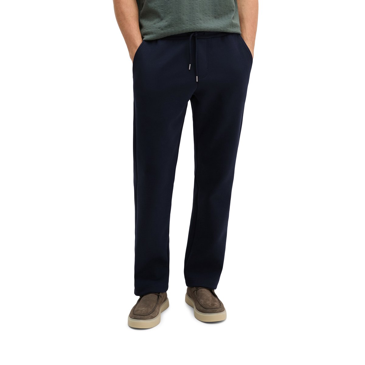 Pantalon sweat regular en scuba interlock bleu foncé, MARC O'POLO