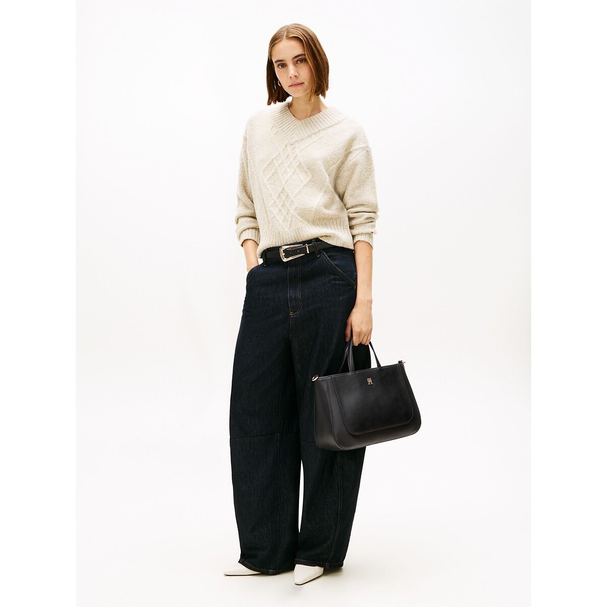 Borsa, TH GLAM SATCHEL nero , TOMMY HILFIGER