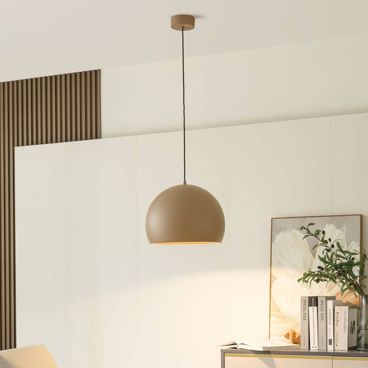 Suspension en aluminium designLED, Lythara marron clair, LUCANDE
