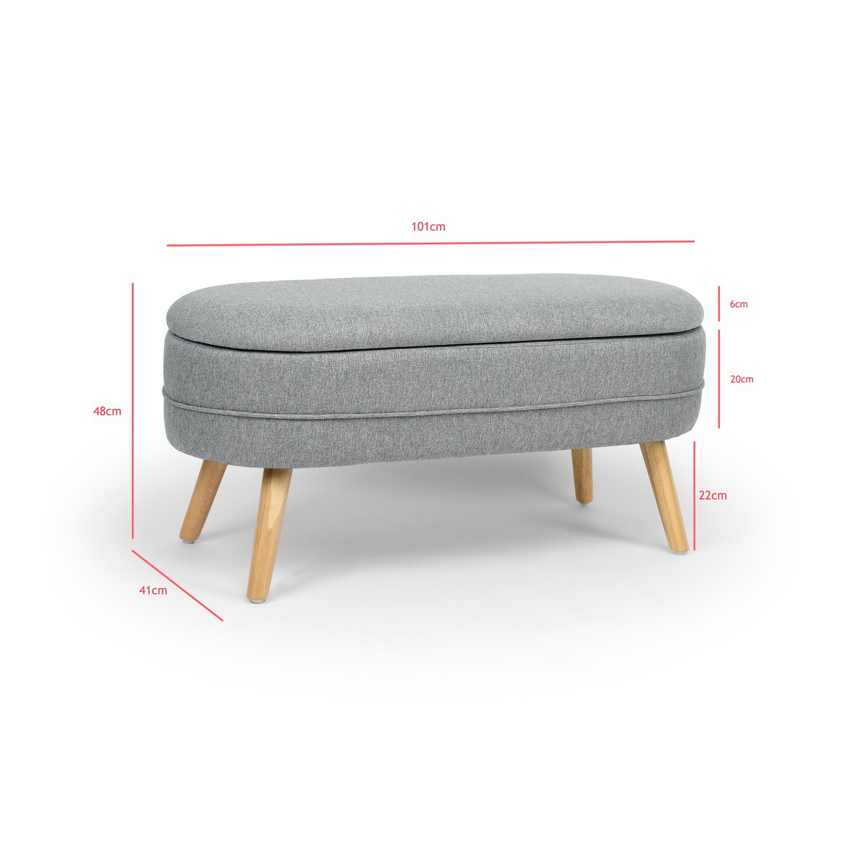 Banc coffre rangement tissu, CIRCLE gris, HISPANOHOGAR