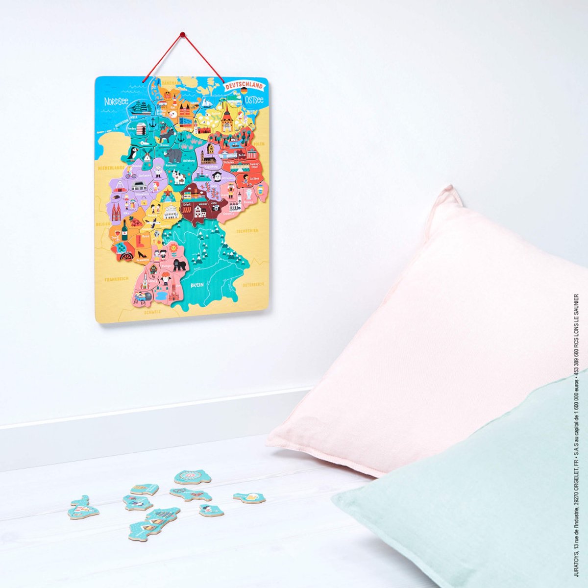 Puzzle carte d'Allemagne magnétique bleu, JANOD