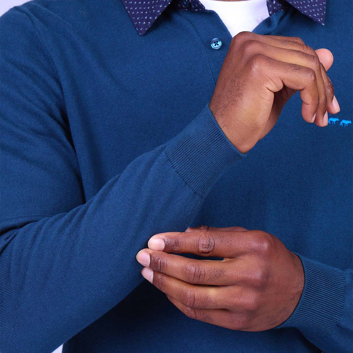 Pull Curtis bleu petrole, MISE AU GREEN