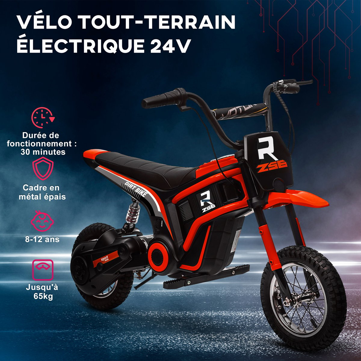 Moto électrique à conducteur assis PP Rouge rouge, HOMCOM