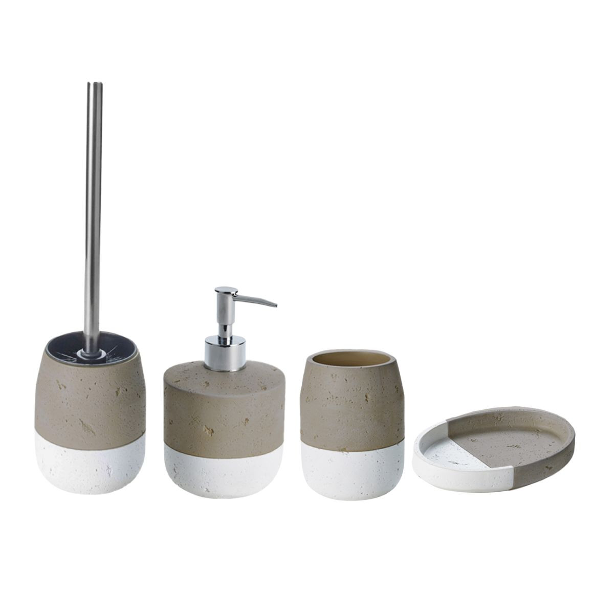 Set salle de bain bicolore 4 pièces en céramique SPA taupe, GUY LEVASSEUR