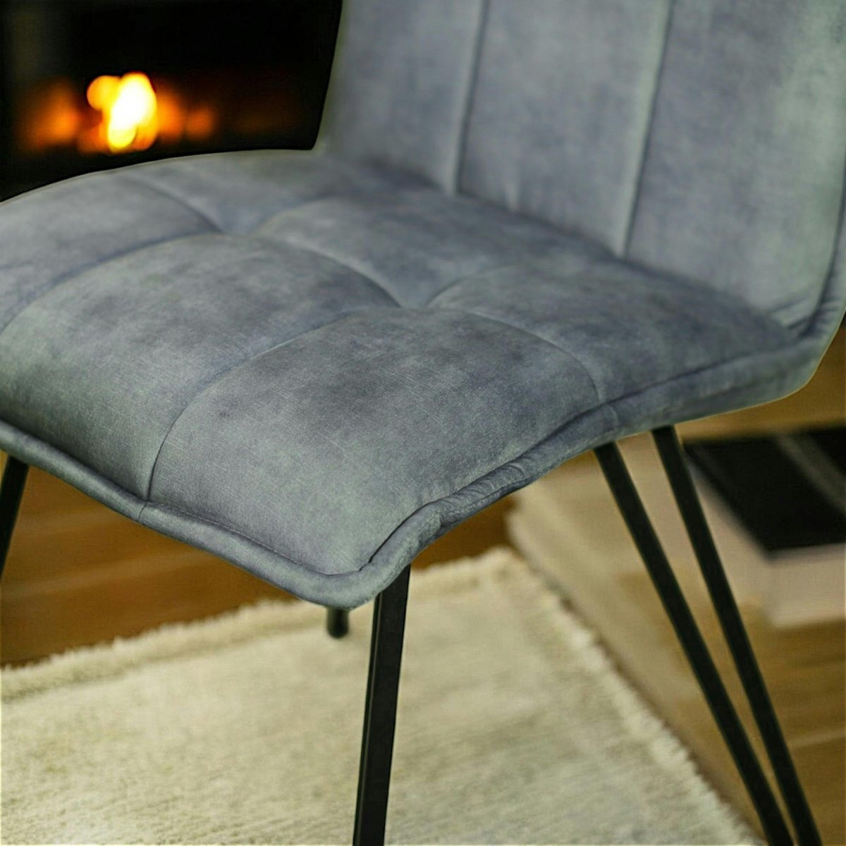 Chaise en tissu pieds épingle (lot de 2) MALMOE bleu pétrole, PIER IMPORT