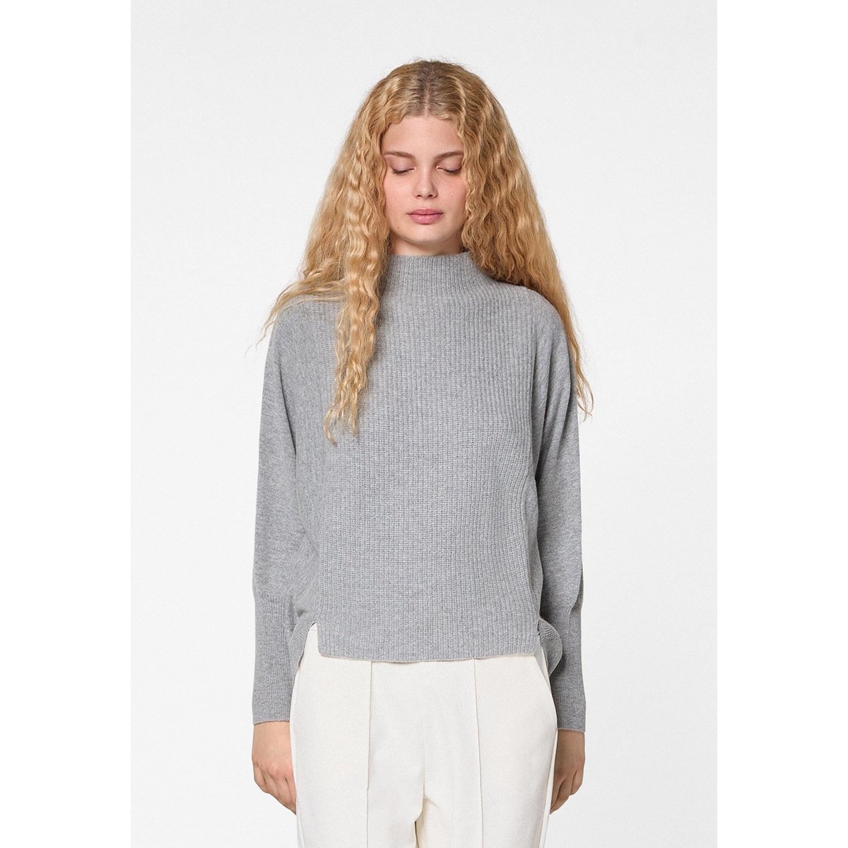 Pull col montant en laine et cachemire gris, RODIER