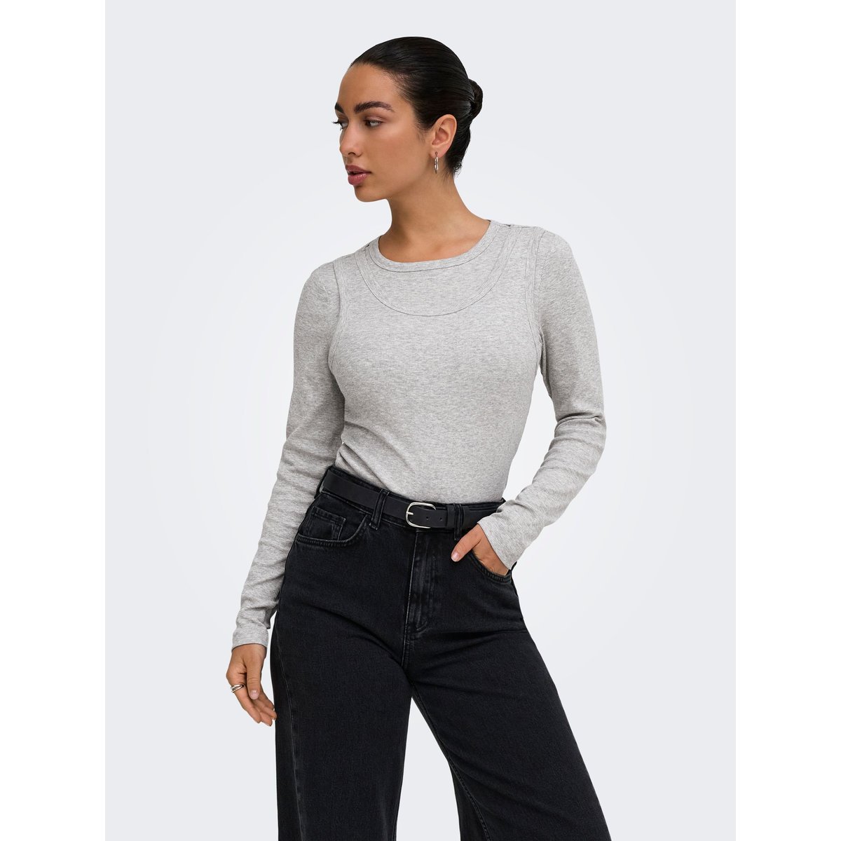 Top grise - light grey melange, ONLY