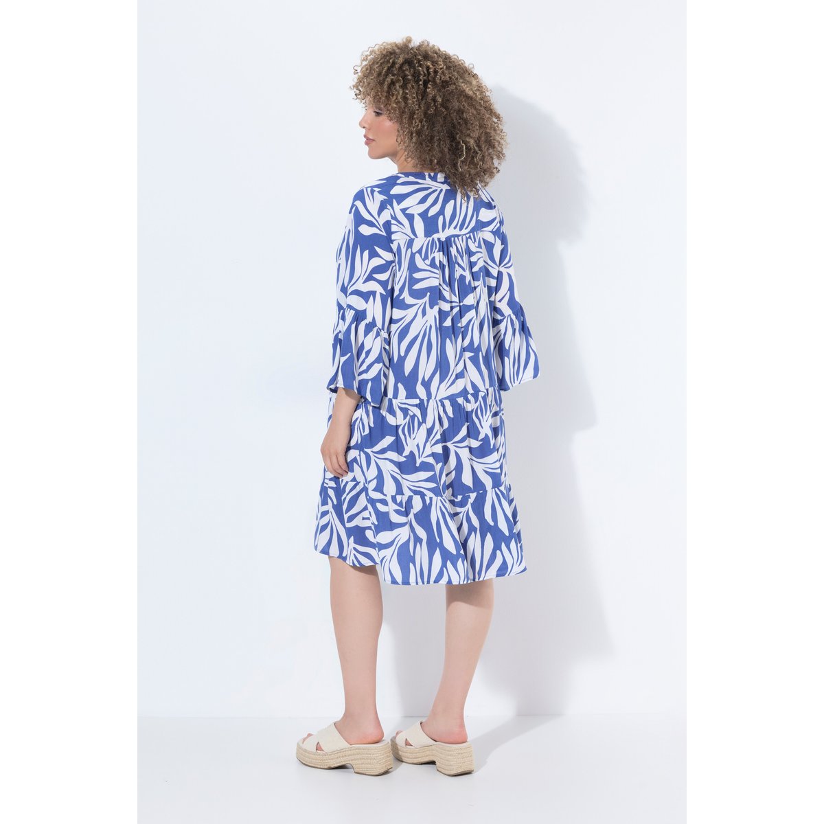 Robe midi, coupe évasée bleu encre, ULLA POPKEN