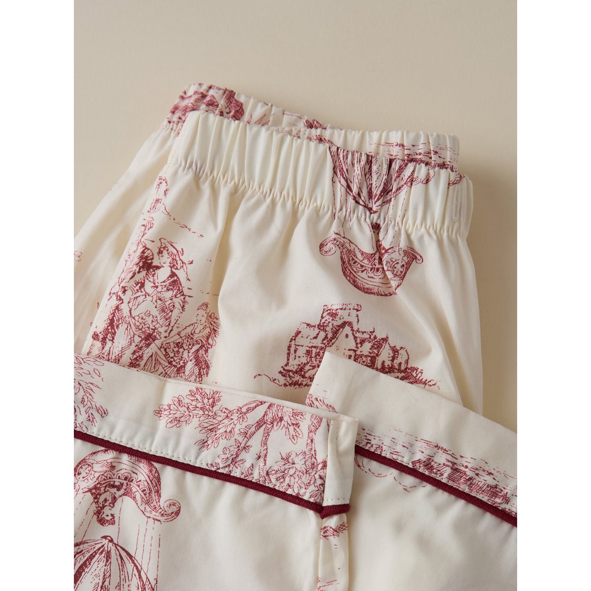 Pyjama esprit toile de Jouy jouy bordeaux, CYRILLUS