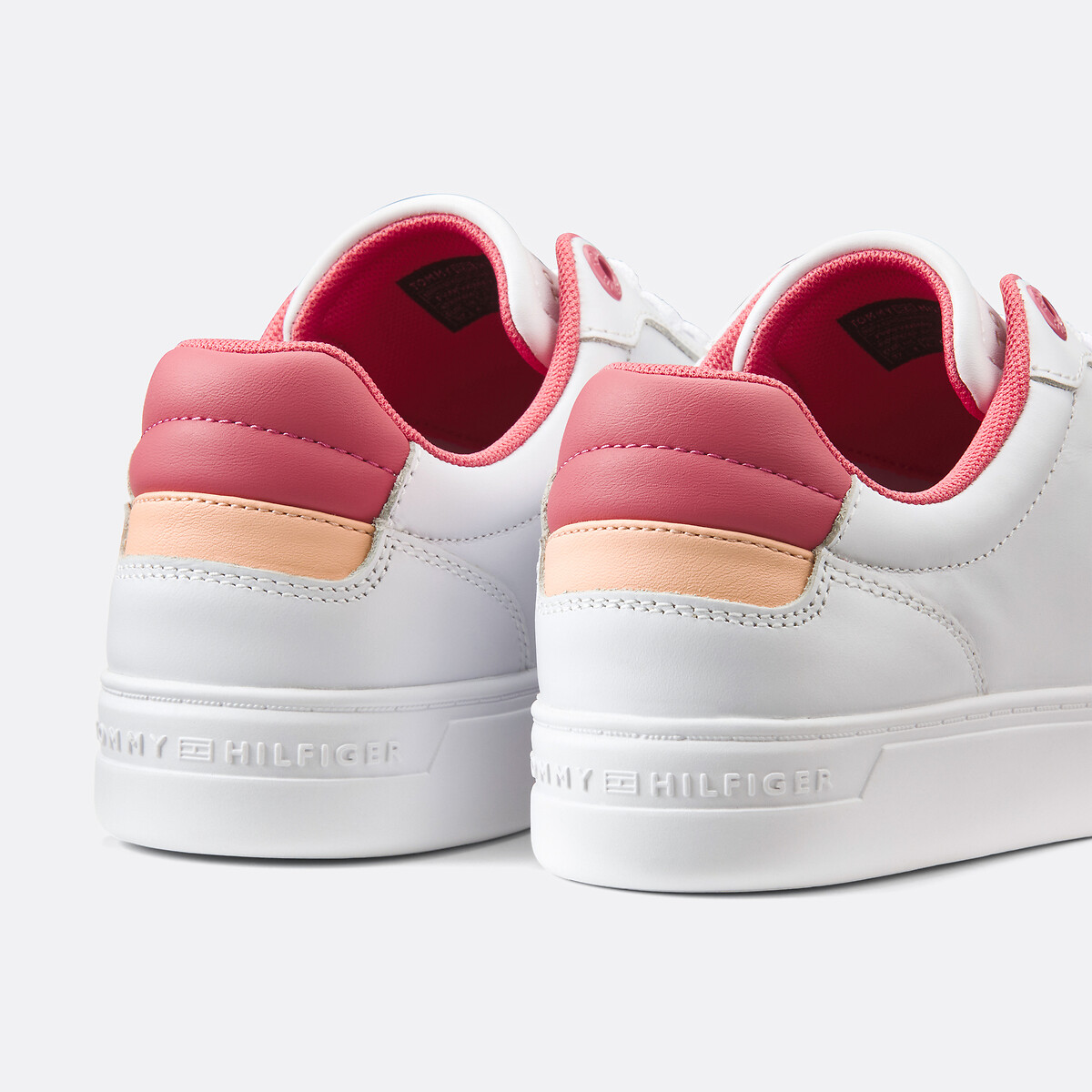 Scarpe da ginnastica in pelle Elevated Court bianco/arancione, TOMMY HILFIGER