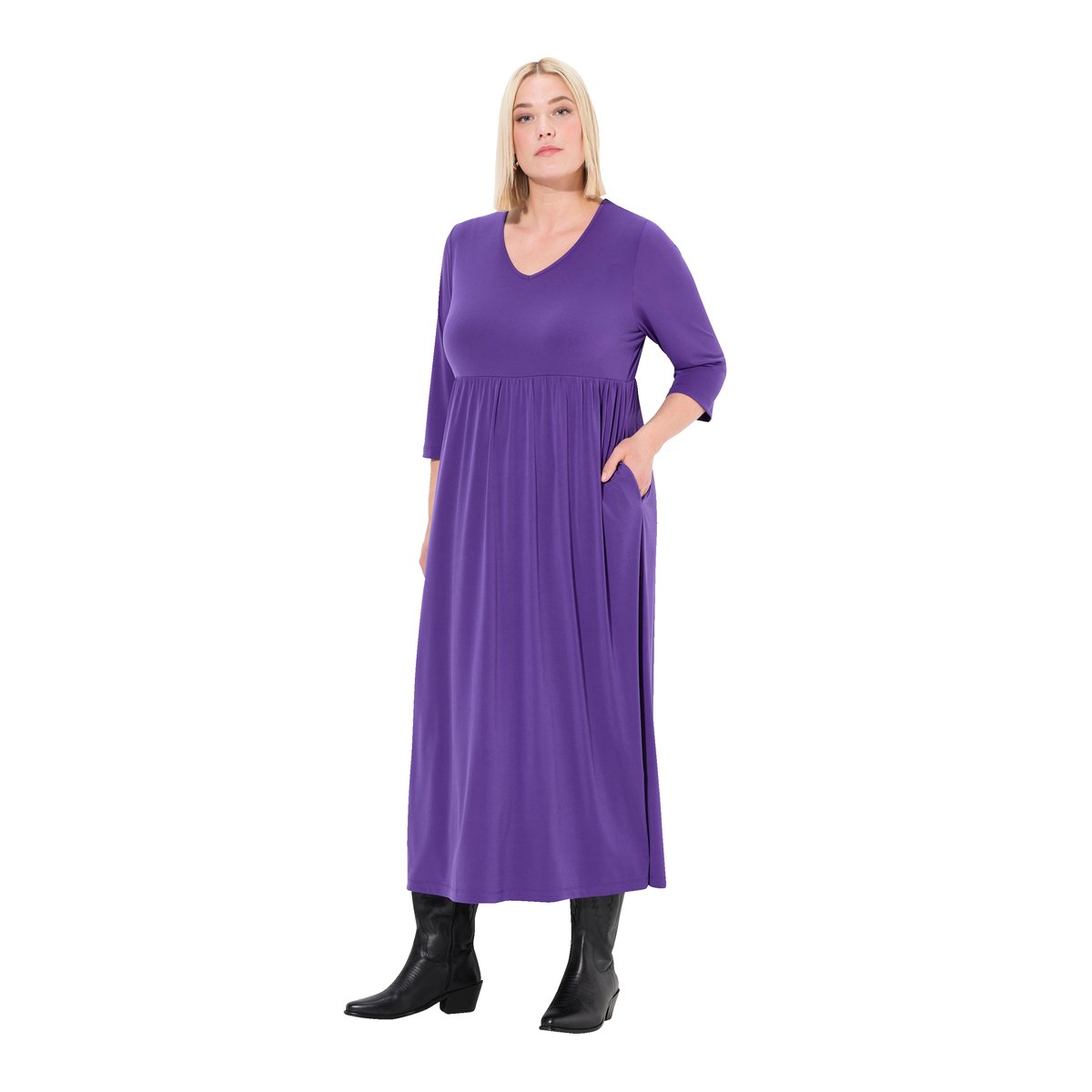 Robe en jersey coupe trapèze saphir foncé, ULLA POPKEN