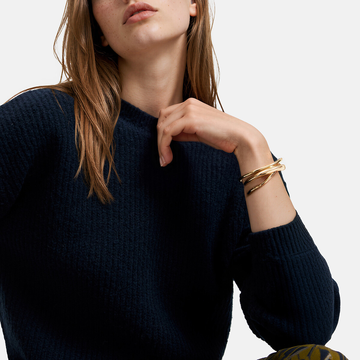 Pull réversible col rond col V bleu marine, LA REDOUTE COLLECTIONS