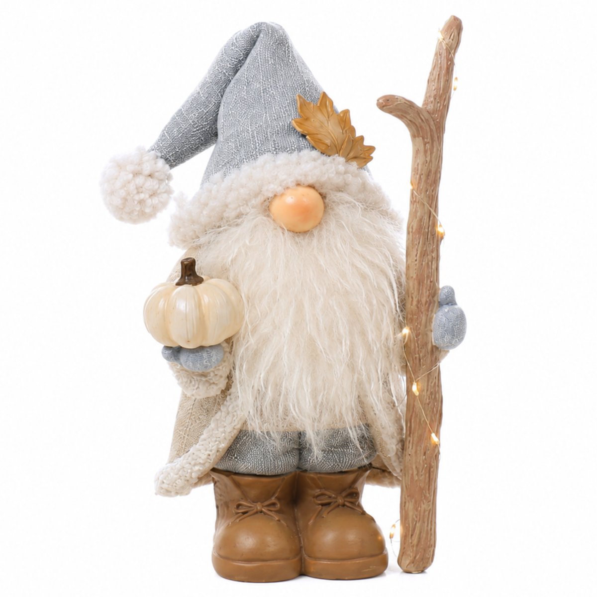 Figurine père Noël à led décorative artificielle H30 PUMPKIN beige, SIA