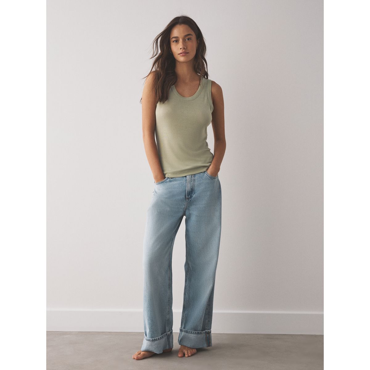 Débardeur ras du cou en tencel, lot de 2 vert/violet, NEXT