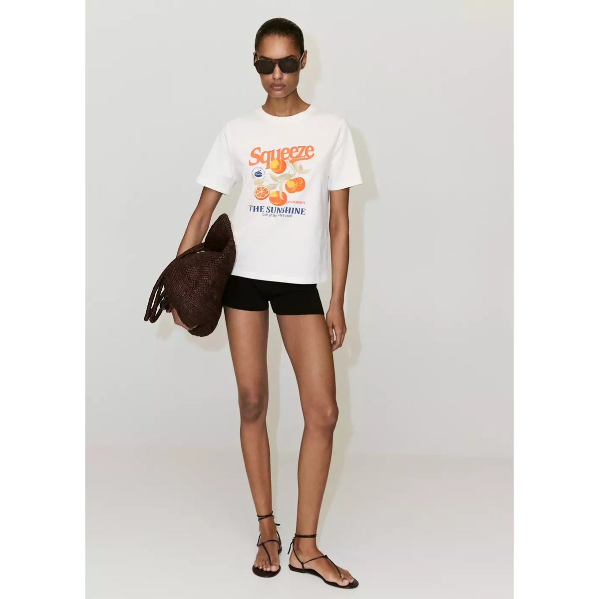 T-shirt en coton imprimé orange, MANGO