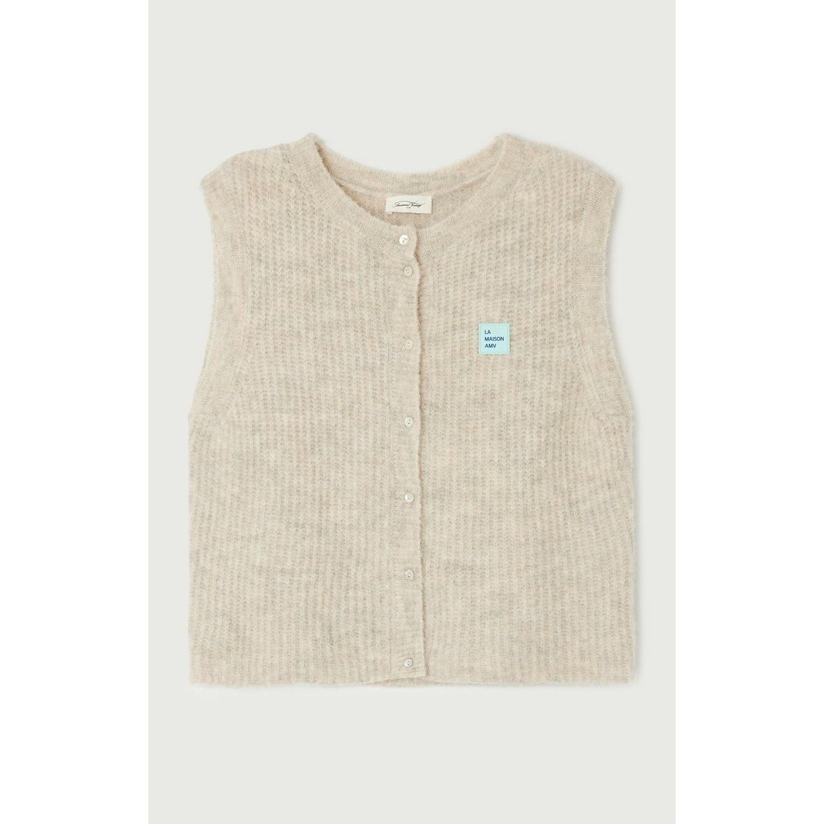 Gilet senza maniche girocollo EAST beige chiné, AMERICAN VINTAGE