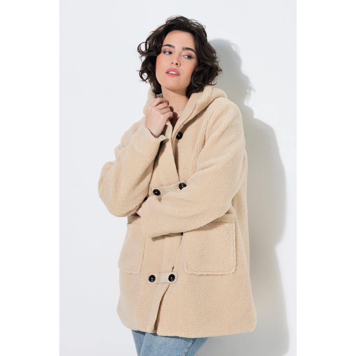 Veste en polaire bouclée, coupe évasée nature, ULLA POPKEN
