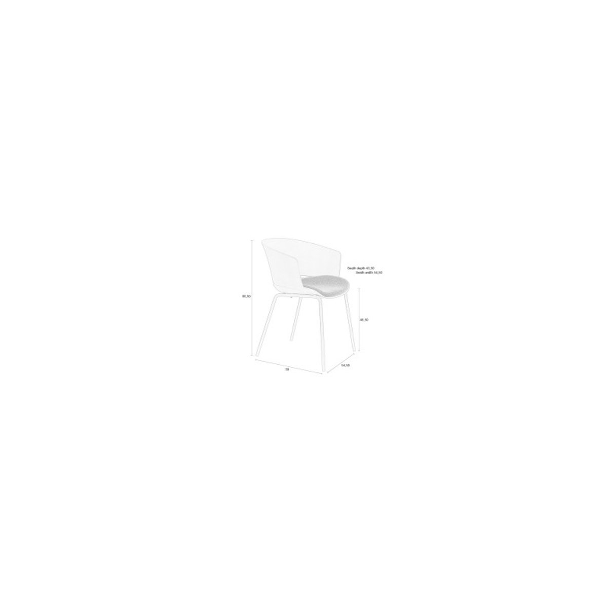 Chaise design (lot de 4), JESSICA gris, BOITE A DESIGN