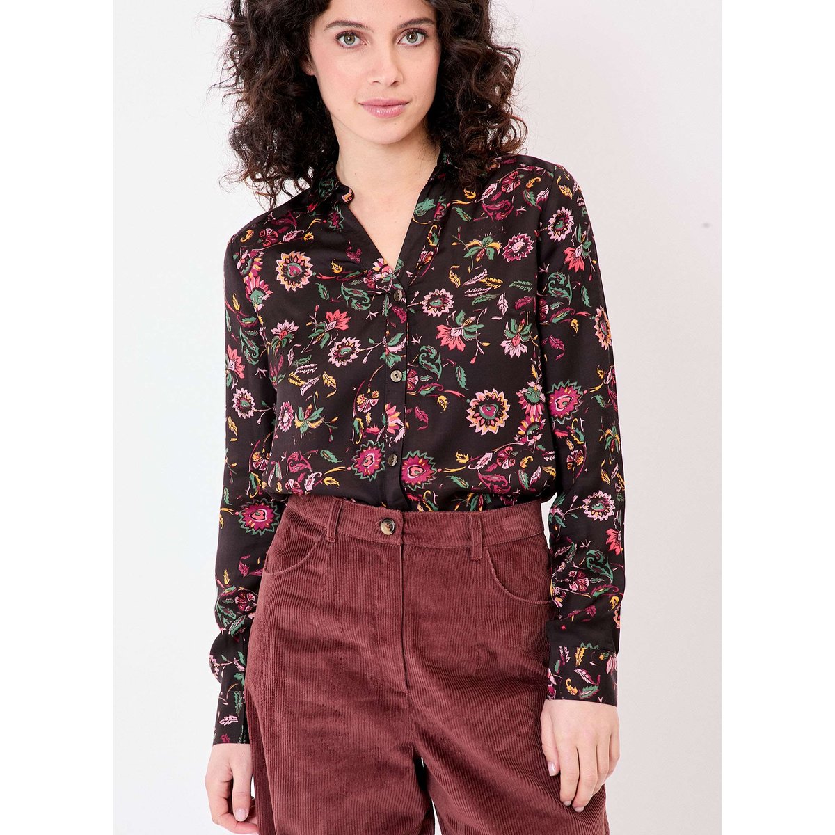 Chemise droite satinée REY noir nokomi, LA FIANCÉE
