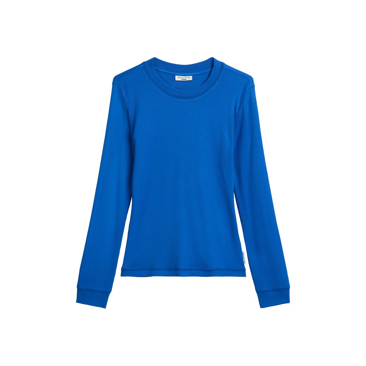 T-shirt long slim en doux jersey stretch coton bio modal bleu moyen, MARC O’POLO DENIM