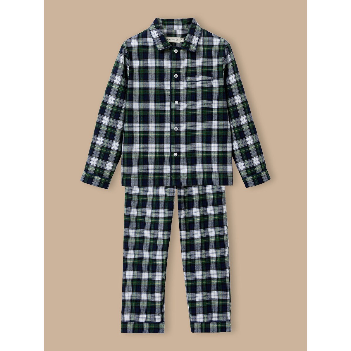 Pyjama grand-père carreaux carreaux ecossais vert, CYRILLUS