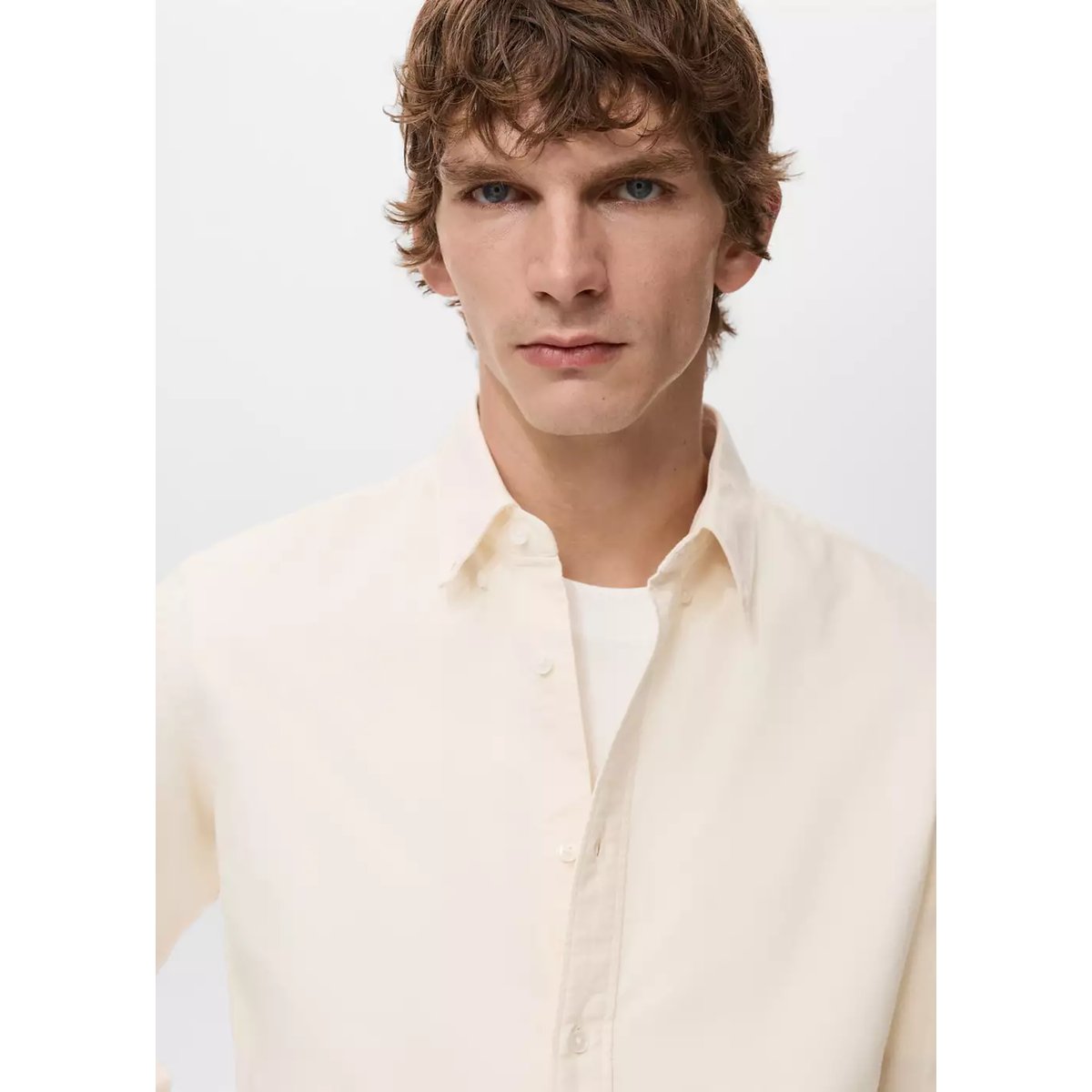 Chemise 100 % coton Oxford jaune pastel, MANGO MAN