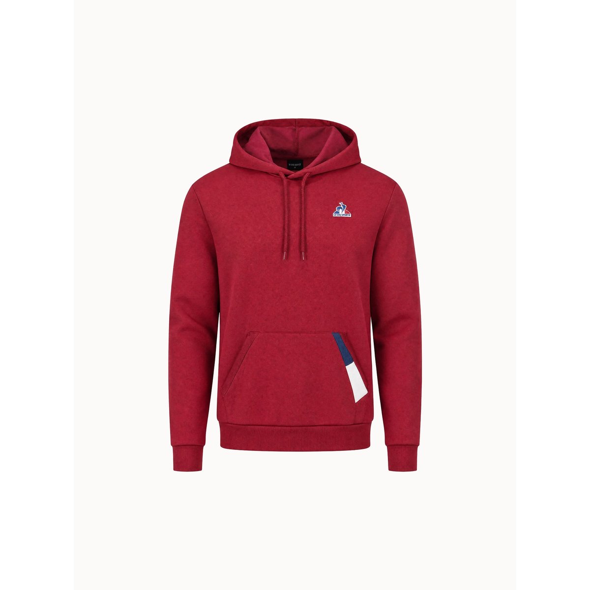 Sweat à capuche tricolore rouge, LE COQ SPORTIF
