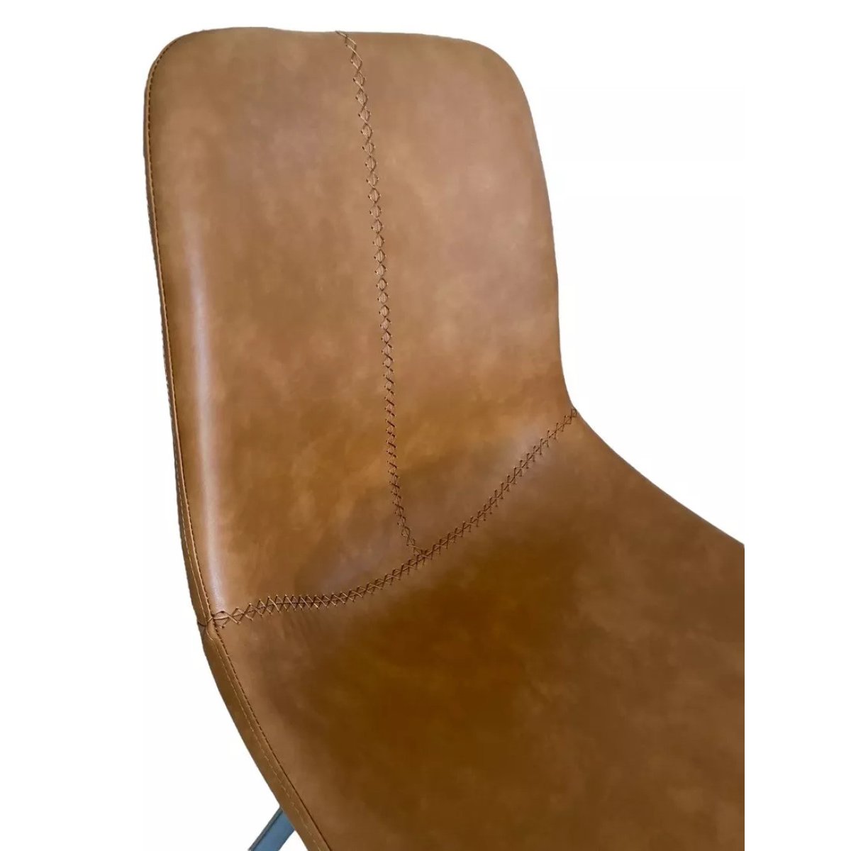 Chaise de repas avec pieds en acier et assise en cuir - SLAM cognac, MATHI DESIGN