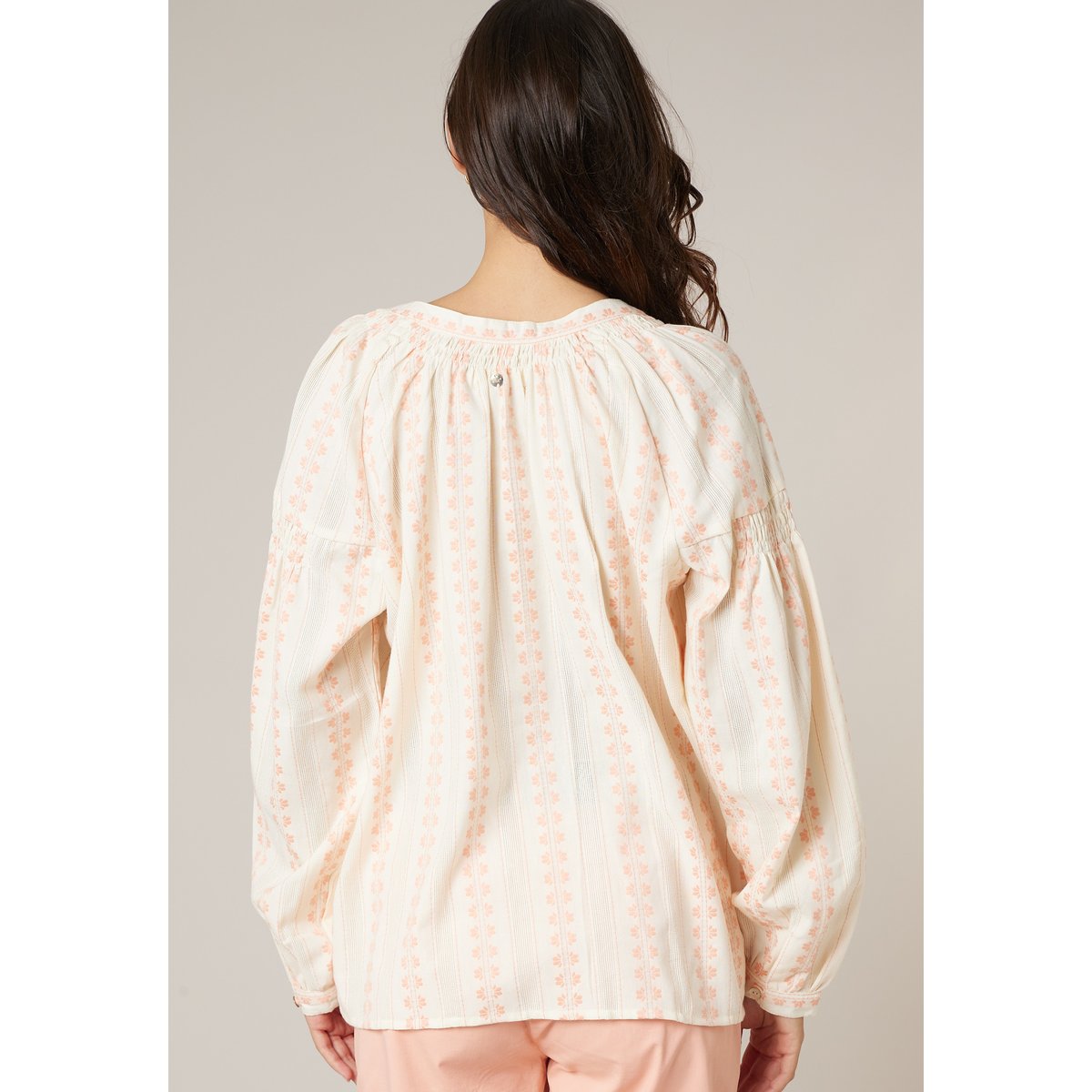 Blouse femme en coton esprit bohème LUCINA peach, DEELUXE