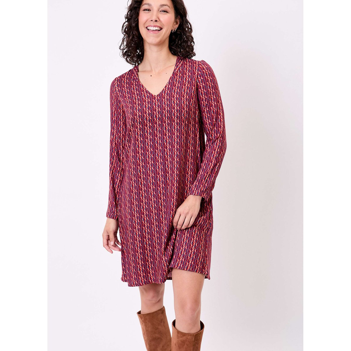 Robe fluide ample doublée GALATEE rouge bordeaux, PRINCESSE NOMADE