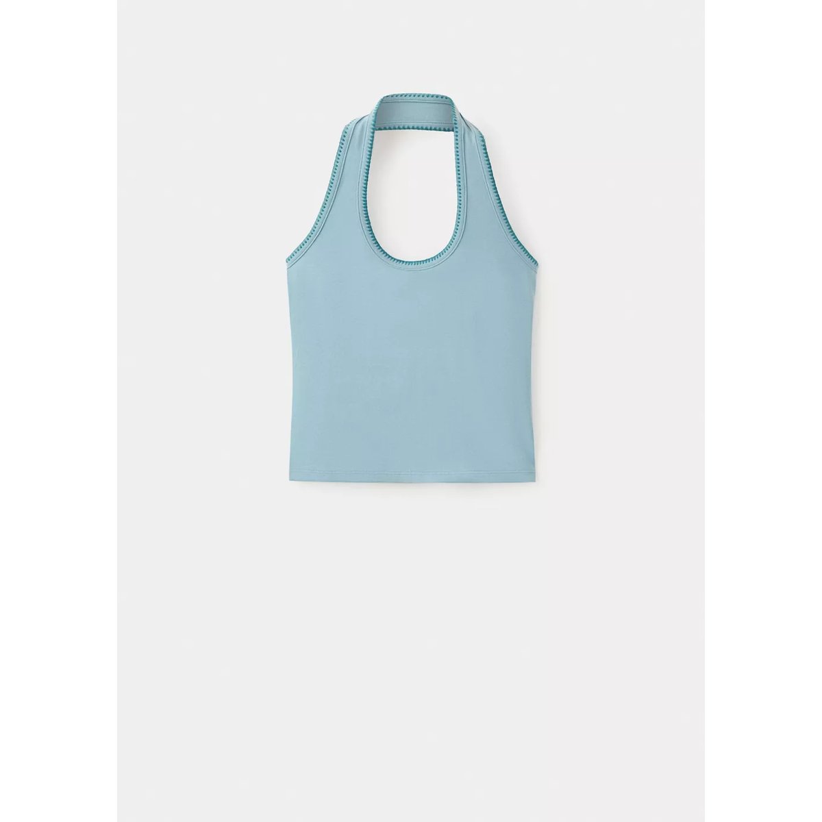 Top dos-nu avec détails brodés turquoise, MANGO TEEN