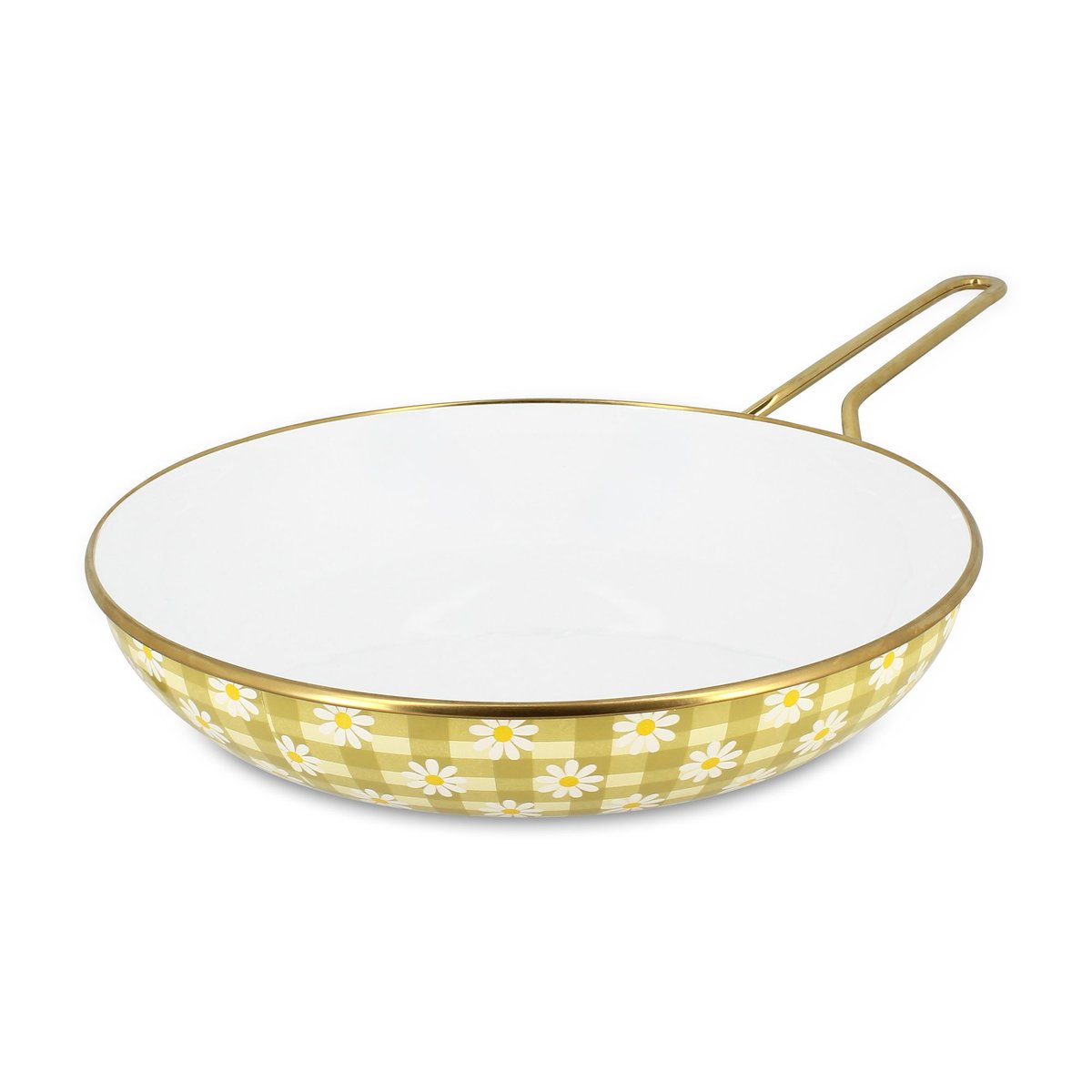 Poêle 28cm en acier émaillé, DAISY blanc-jaune, MENASTYL