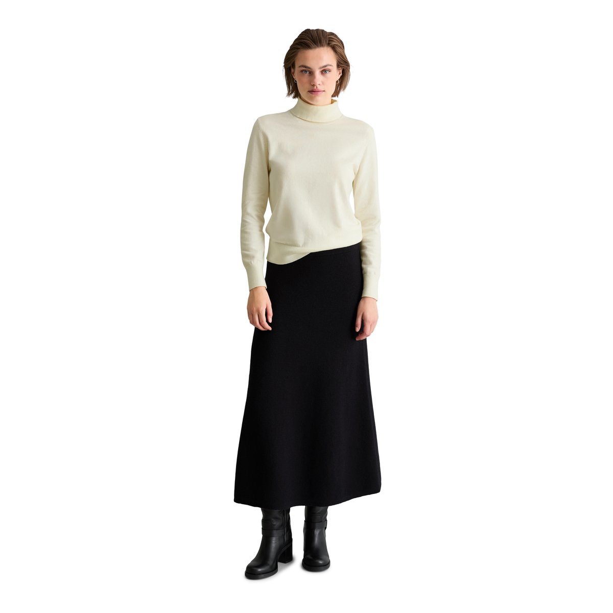 Pull à col roulé regular en Soft Cotton Stretch blanc, MARC O’POLO DENIM