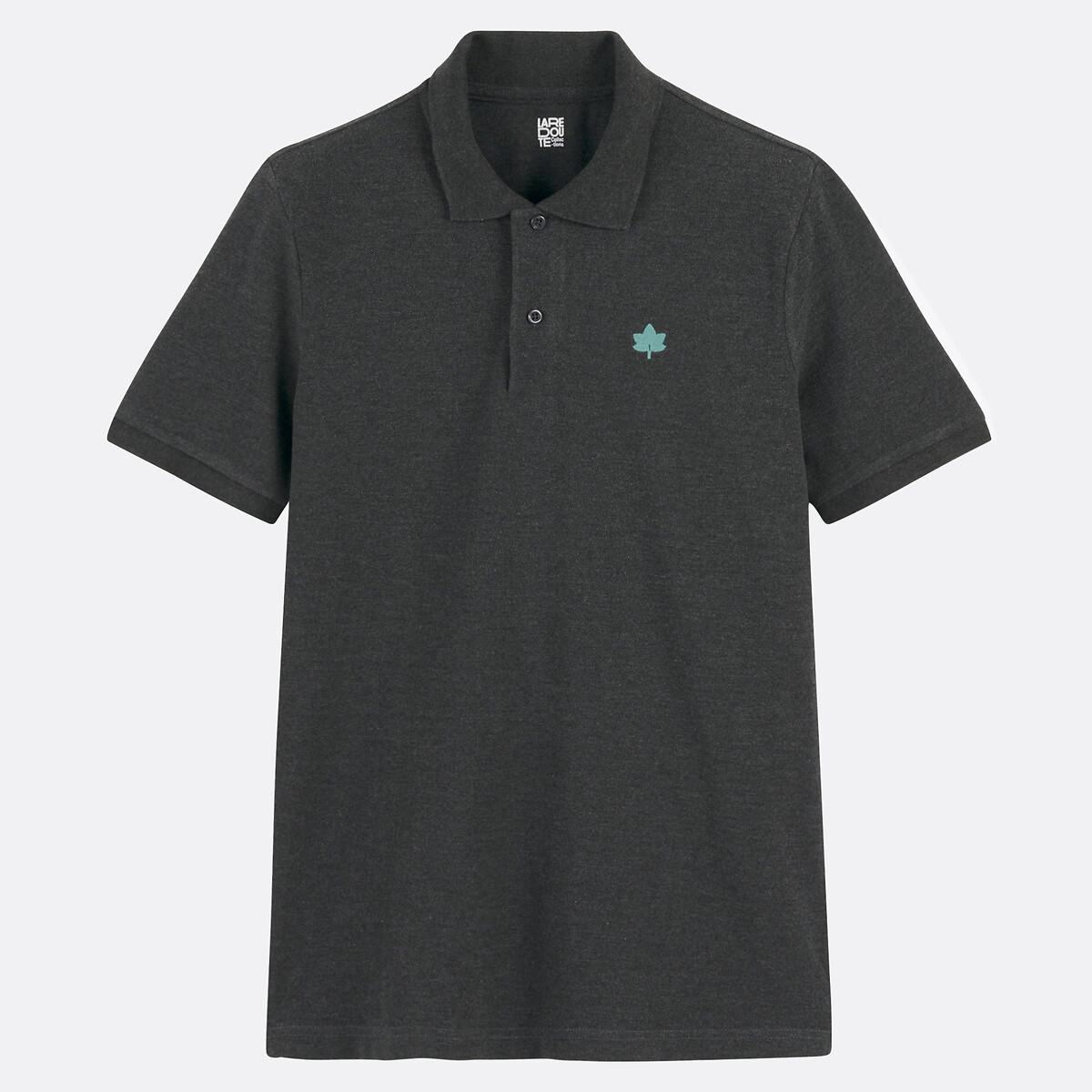 Polo de manga corta, bordado, logotipo gris oscuro jaspeado, LA REDOUTE COLLECTIONS