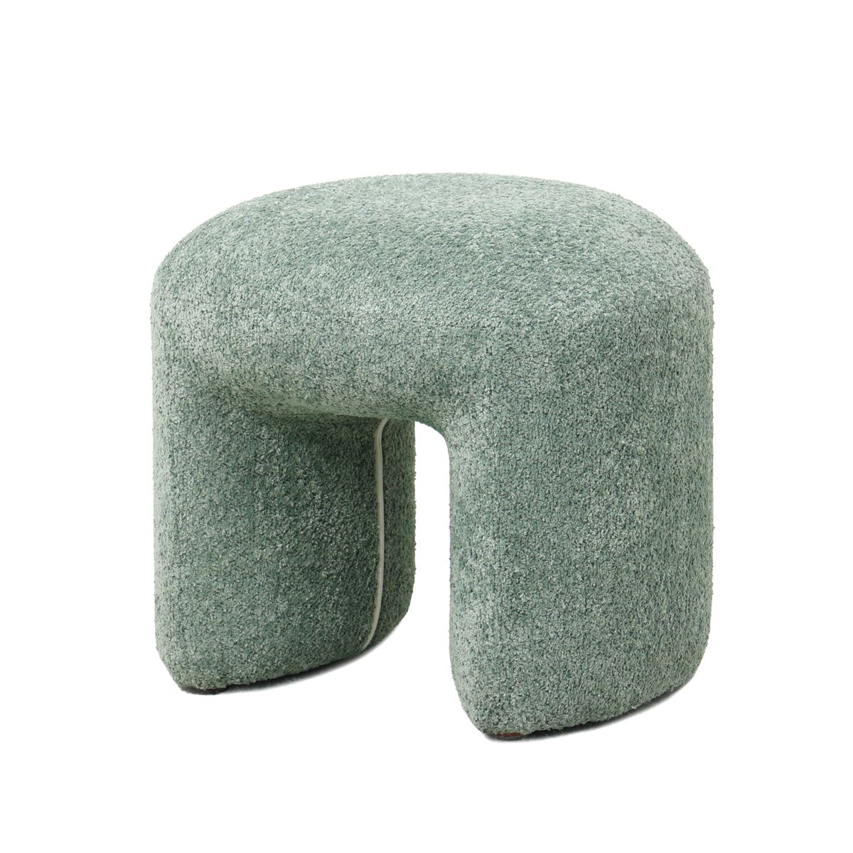 Pouf en tissu aspect peluche rase vert d'eau, ZAGO