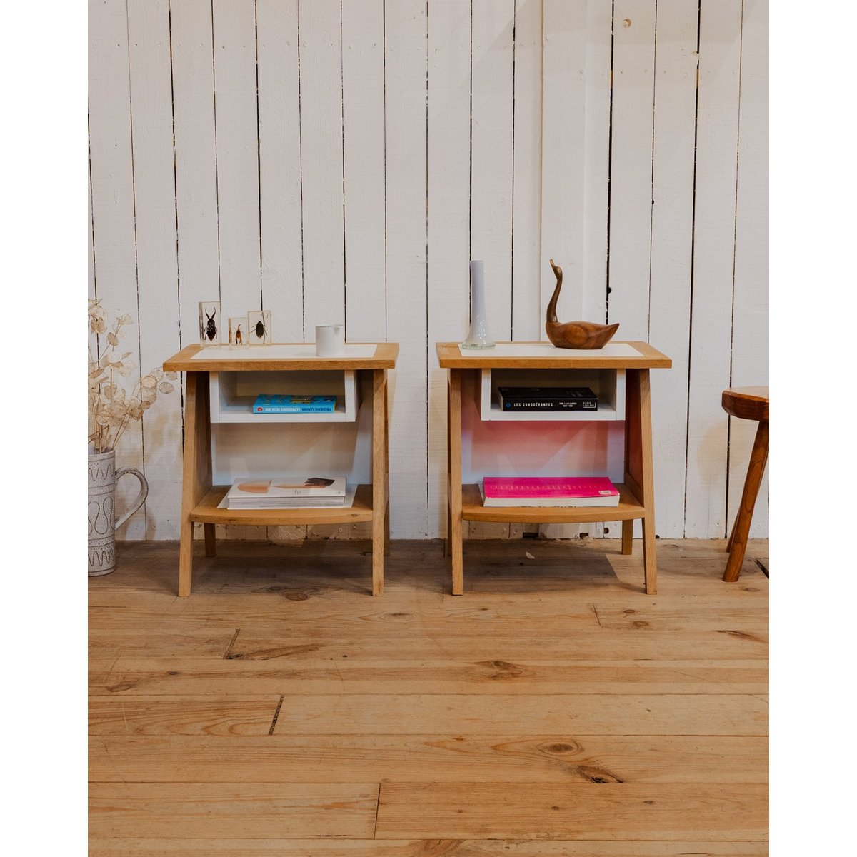 Paire de tables de chevet en bois Maïa N°1471 - Bon état bois clair, DEBONGOUT