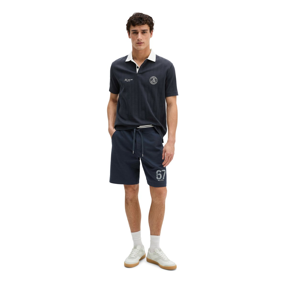 MOP Club '67 Football Tricot Polo, Rib en pur coton bio bleu foncé, MARC O'POLO