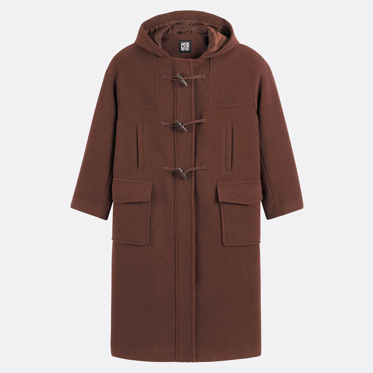Duffle-coat long à capuche, plein hiver marron, LA REDOUTE COLLECTIONS