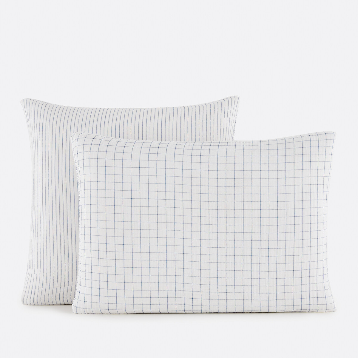 Taie d'oreiller en gaze de coton, Cotto bleu/blanc, LA REDOUTE INTERIEURS