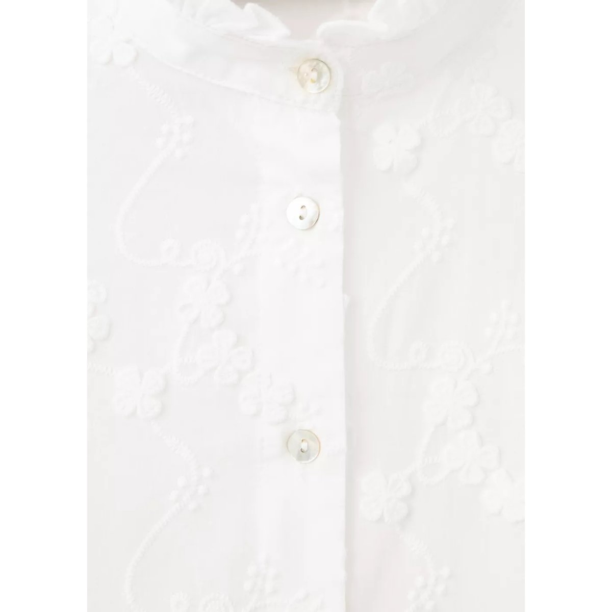 Blouse 100 % coton avec broderies florales blanc, MANGO
