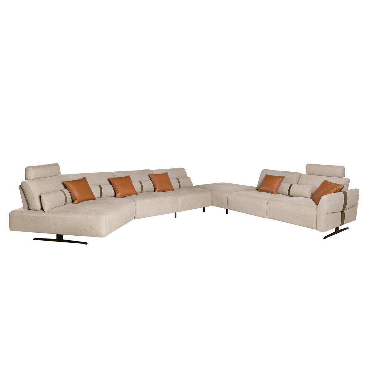 Canapé d'anglé relax modulable tissu sable | noir, ANGEL CERDA