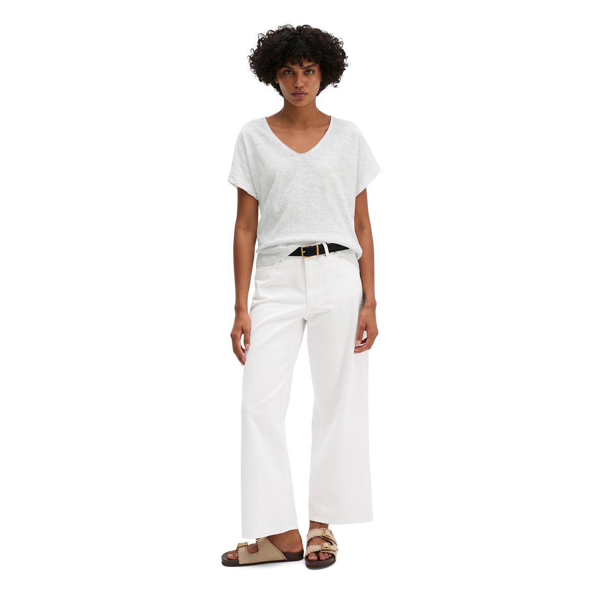 T-shirt loose en jersey slub blanc, MARC O'POLO